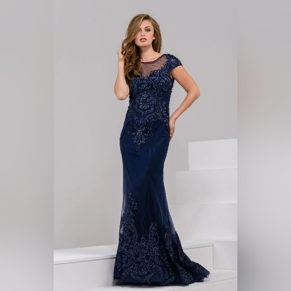 Jovani Dresses & Skirts - Jovani Navy Beaded Dress